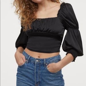 NWT H&M Black Satin Blouse